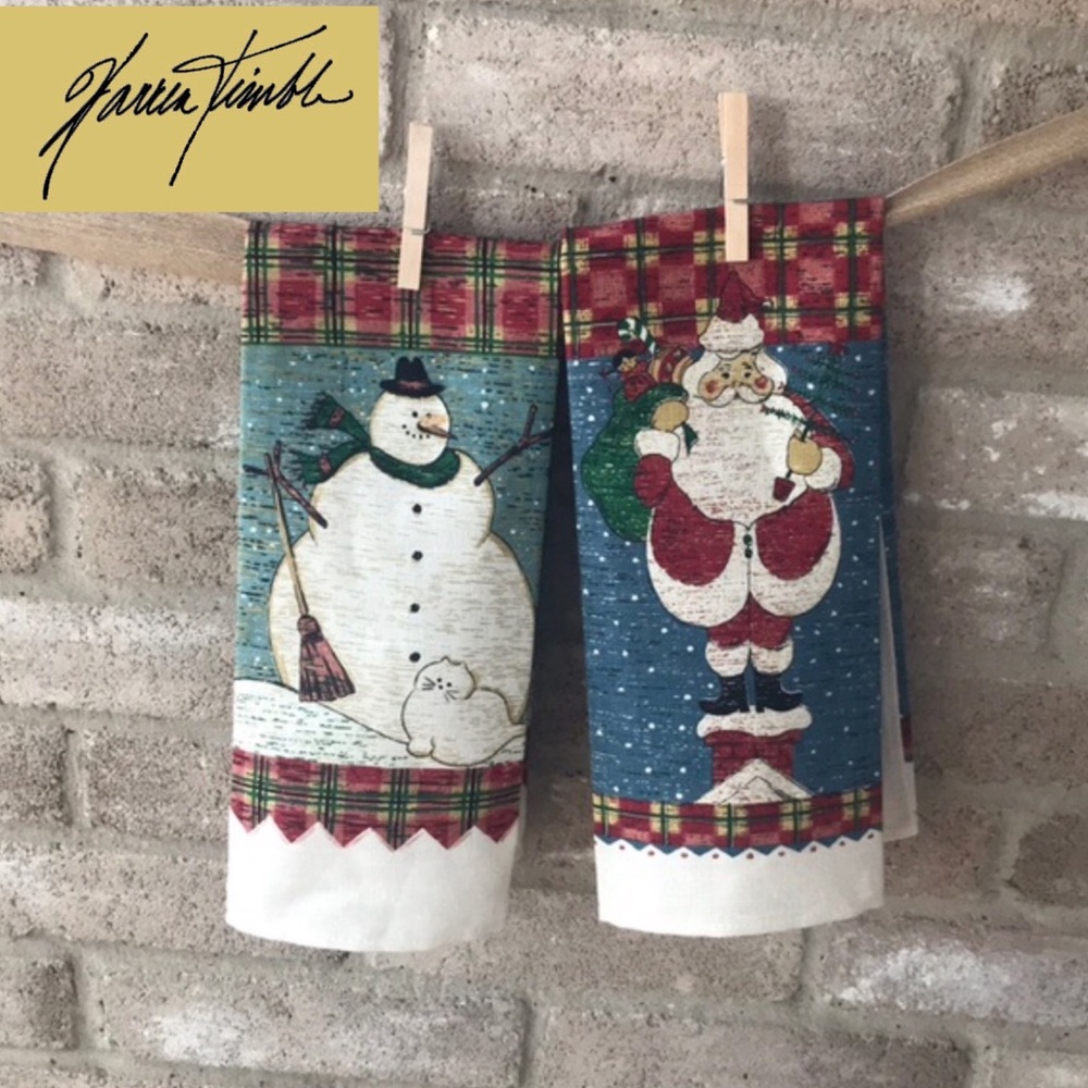 Warren Kimble Vintage Linen Christmas Dish Towels